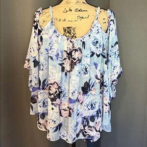 Jennifer Lopez Blue and Purple Floral Blouse